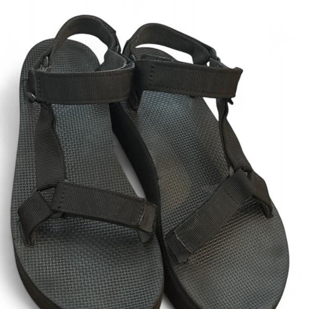 Teva Flatform Universal Black Platform Sandals Womens 9 Hook Loop Strappy